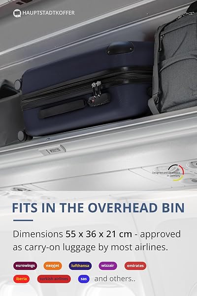 Hauptstadtkoffer Spree – Bagage à Main, 55 × 36 × 21 cm, Serrure TSA, 4 Roues, 42 litres, Valise de Voyage, Valise Rigide, Trolley, Bagage Cabine, Extensible, Bleu foncé - 2