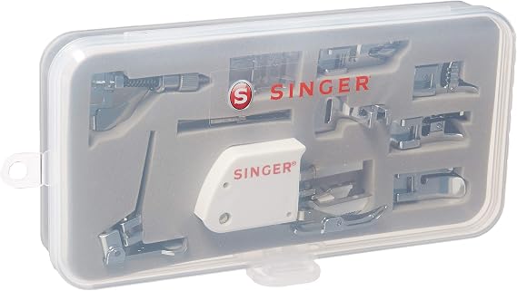 SINGER | Heavy Duty 4452 Sewing Machine, Gray & Mechanical Heavy Duty Sewing Machines Extension Table, Gray & Sewing Machine Accessory Kit, Including 9 Presser Feet, Twin Needle, and Case, Clear