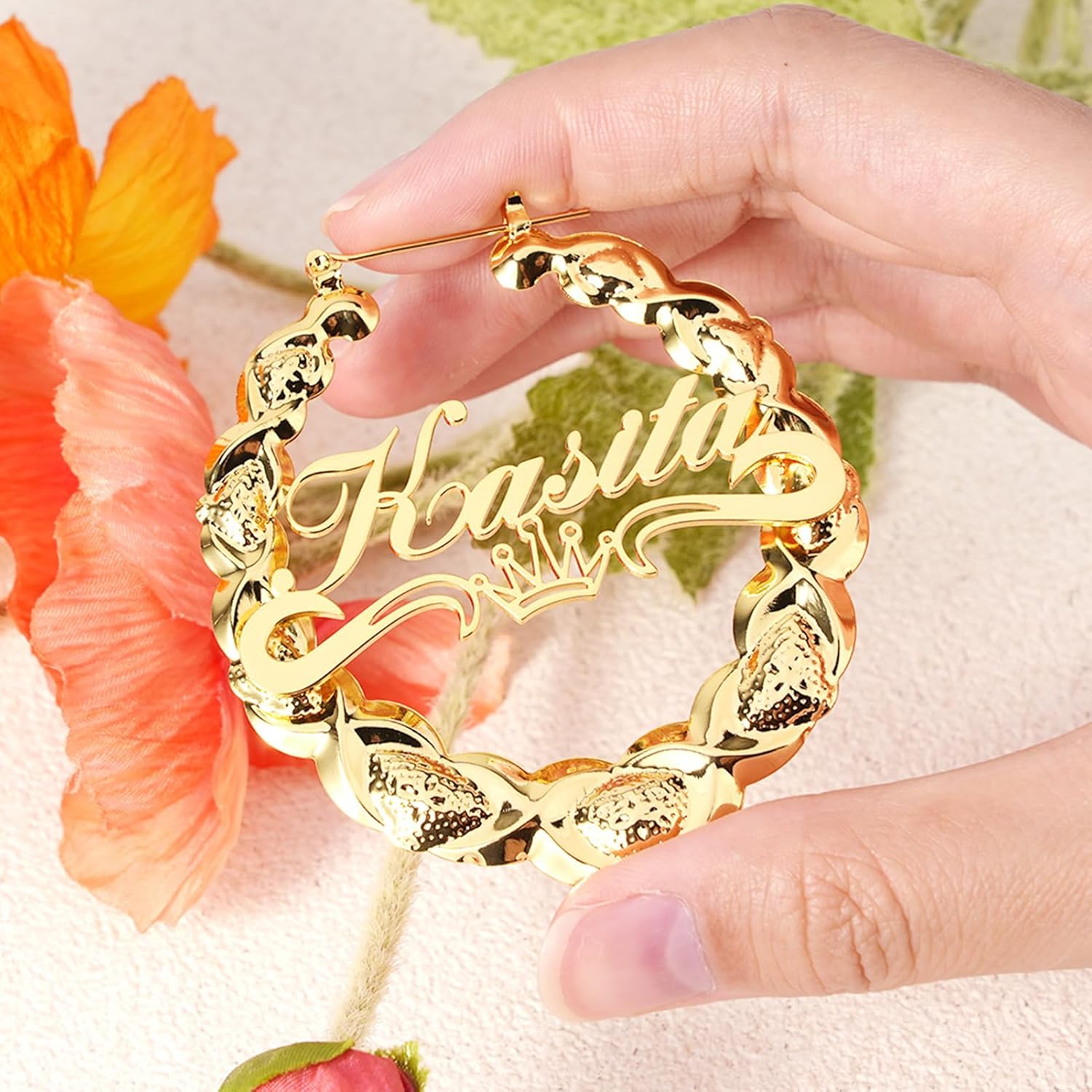 Custom Name Personalized Hoop Earrings 18K Gold Plated Customize Earrings as a Gift for Women Girls