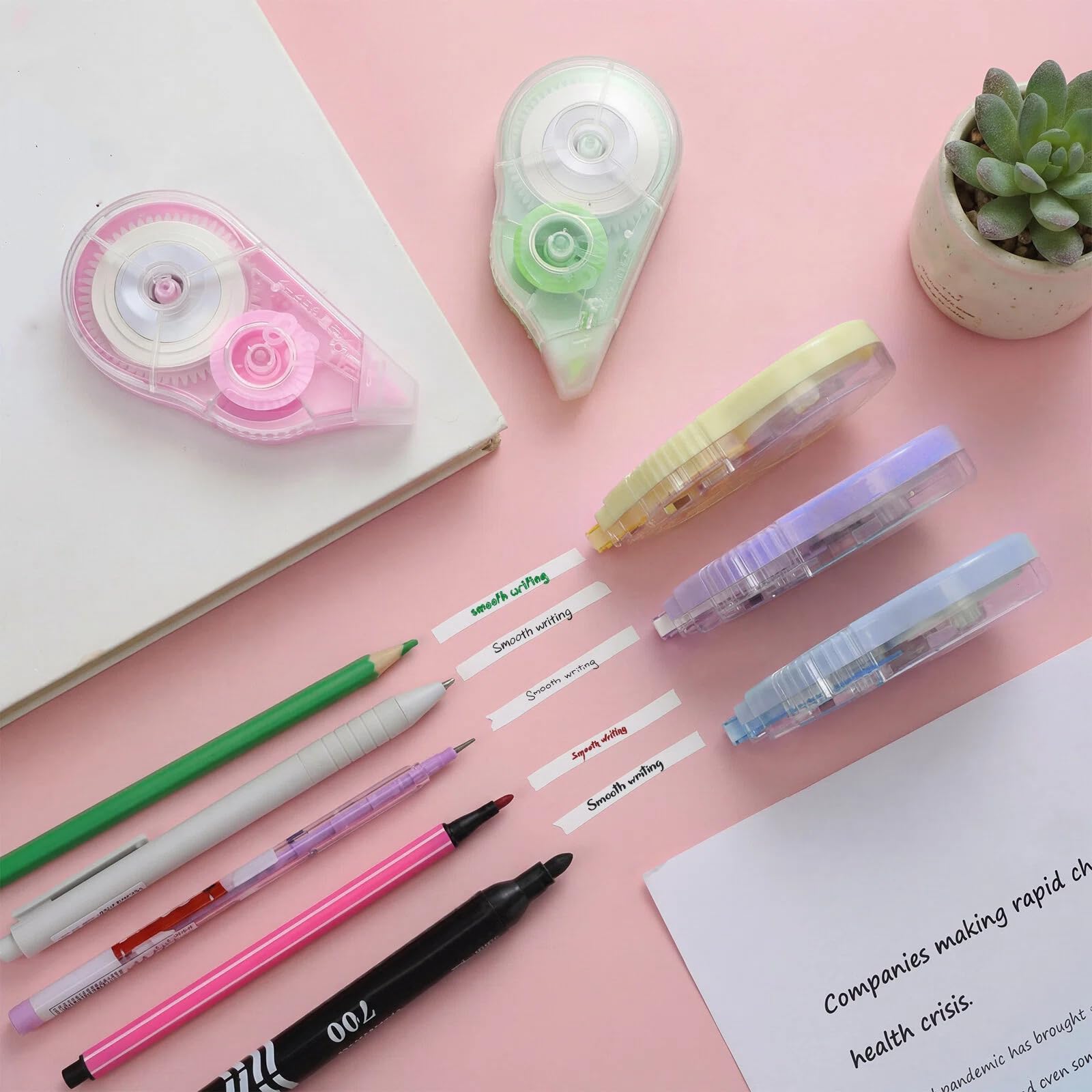 Korrekturband, weiß, falsch, reißfest, einfach zu bedienen, für Büro, Notizen, Tagebuch, Scrapbooking, Zuhause, Weiß, 60 Stück