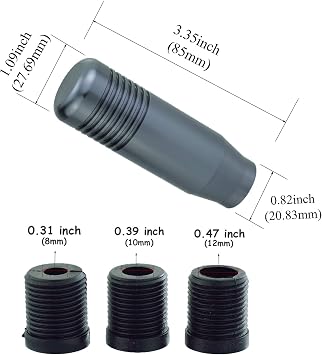Abfer 8.5cm Shift Knob, with M8 M10 M12 x 1.25 Threaded Adapters, Gray