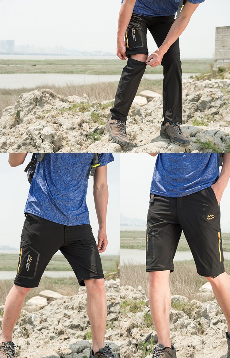 Outdoorhose Herren Zwei Teile zerlegbar Leicht mit Gürtel Sonnenschutz Schnell Trocknende Wanderhose Funktionshose