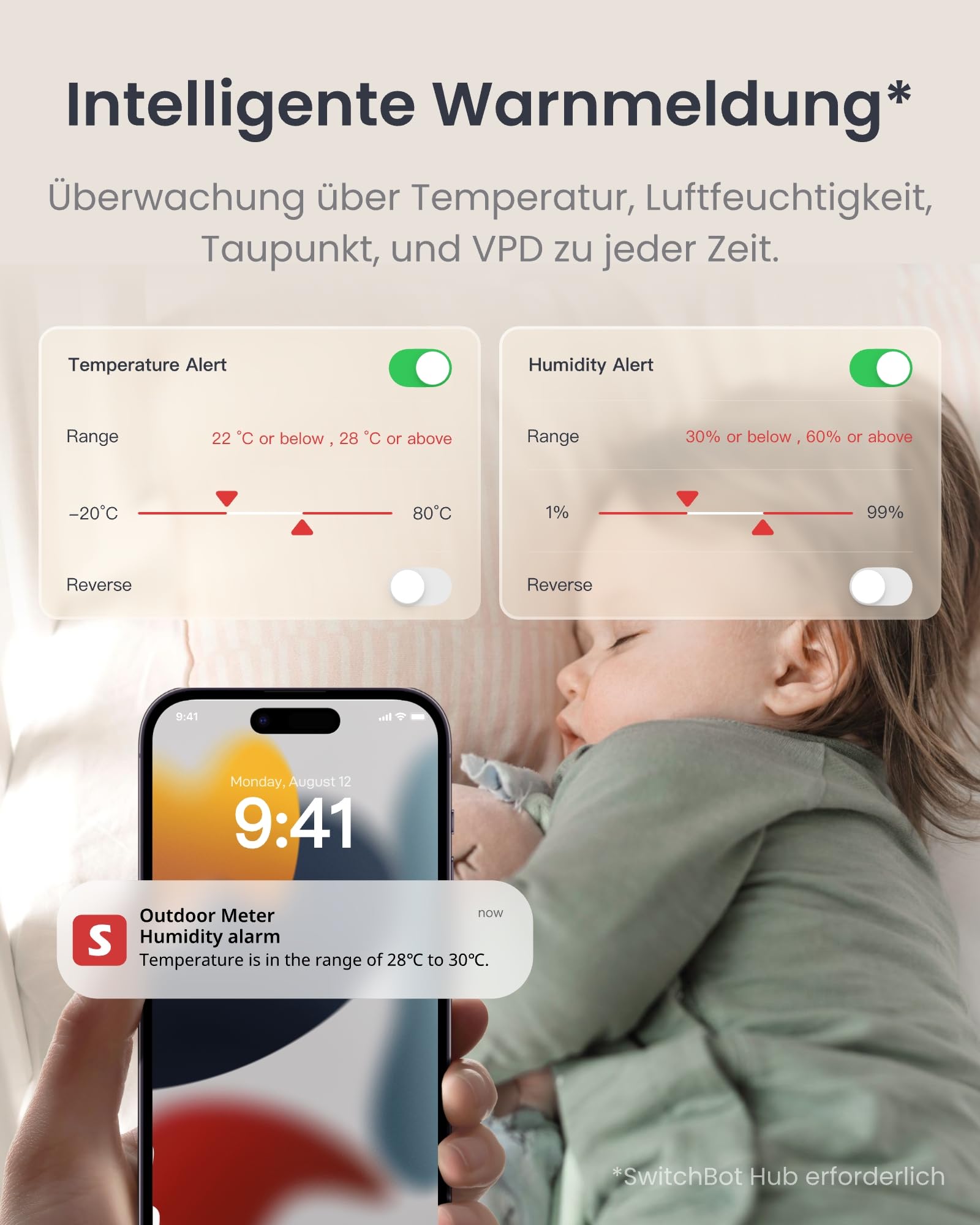 SwitchBot IP65 Hygrometer Thermometer Innen Außen, Bluetooth Thermometer con Taupunkt/VPD/Absolute Feuchtigkeitssensor, Außenthermometer, Datenspeicherung für Gewächshaus Weinkeller 3er-Pack
