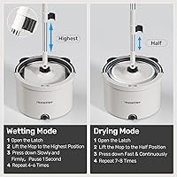 Vista 9 de Juego de trapeador y cubeta, trapeador giratorio y cubo interior desmontable con sistema separado de agua sucia/limpia, trapeadores cuadrados