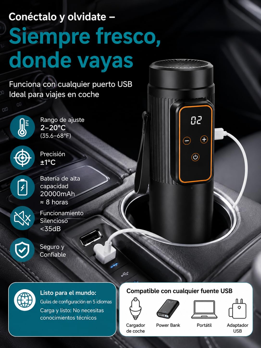 Estuche Refrigerador para Insulina USB, Nevera Portátil para Medicamentos