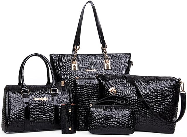 FiveloveTwo Womens Ladies 6 Pieces Handbag Set Hobo Clutch Top Handle Totes Satchels Crossbody Bags and Purse Large Bag+Tote+Shoulder Bag+Wallet+Card Holder