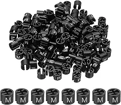 PATIKIL 300 peças de marcadores de cabide de roupas M Fit Rod Garment Size Tag Hanger Clips Round Color Coding Label para roupas, preto