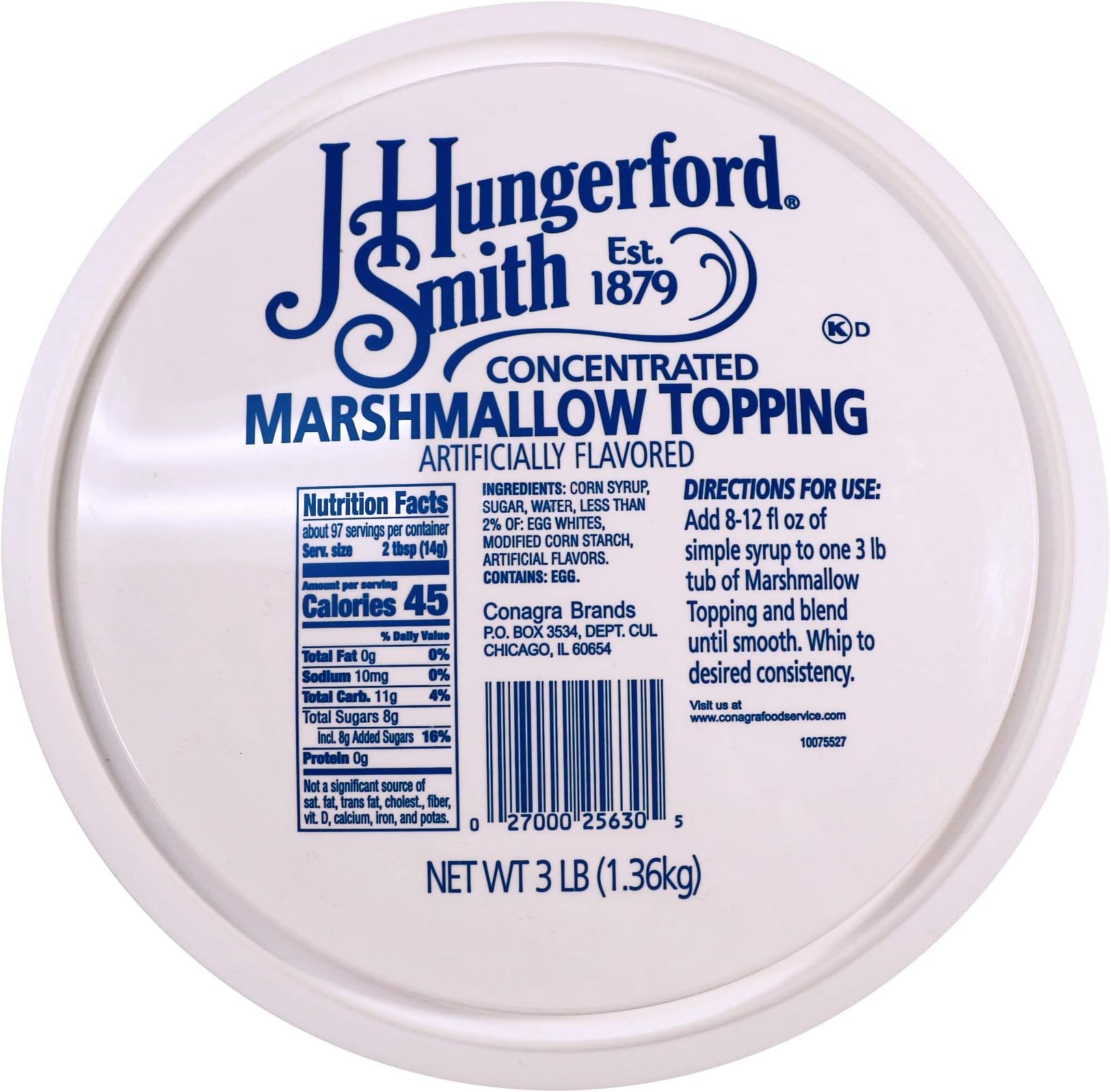 Amazon.com: J Hungerford Smith Marshmallow Dessert Topping, 36 Ounce ...
