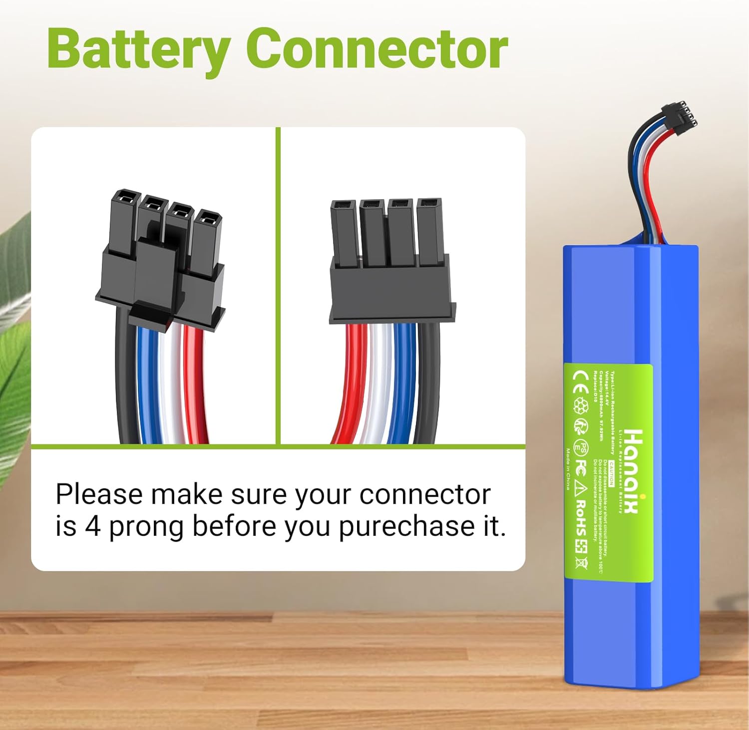 6800mAh 14.4V Vacuum Cleaner Battery for Dreame D9,D9 Pro, D9 Max,D10,D10 Plus, L10 Pro, L10 Plus,L10S Ultra, D10s, L10s RLS5-BL0, F9, Z10 Pro, RLS5-BL0, RVS5-WH0, RL55L-BL0, RLS5-WH0