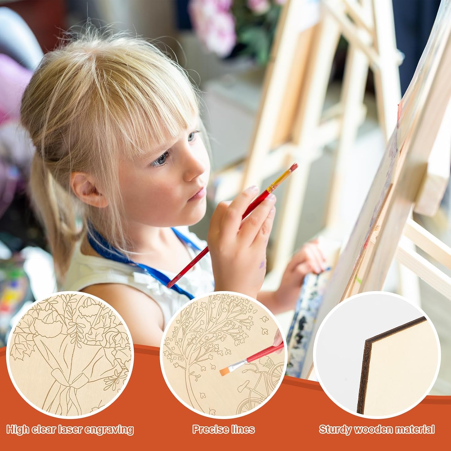 COCHIE 10PCS Fall Thanksgiving Unfinished Wood Crafts to Paint for Adults Kids, Bulk Predrilled Wooden Ornaments for Painting, Pumpkin Scarecrow Leaf Paintable Wood Slices Craft Supplies with Ropes