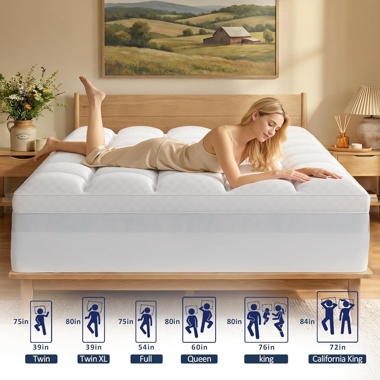 Dual Layer 4 Inch Memory Foam Mattress Topper Twin, 2 Inch Cooling Gel Memory Foam and 2 Inch Quilted Pillow Top Mattress Pad Cover for Back Pain Relief, 8-24 Inch Deep Pocket