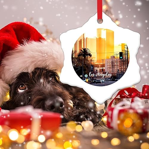 Miniatura 4 de USA City Los Angeles Decorative Hanging Ornaments City Souvenirs Travel Gift Christmas Decorations for Tree American City in California Ceramic Xmas