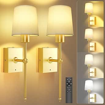 Toowell Gold Battery Wall Lights Rechargeable,Cordless Wall Light No ...