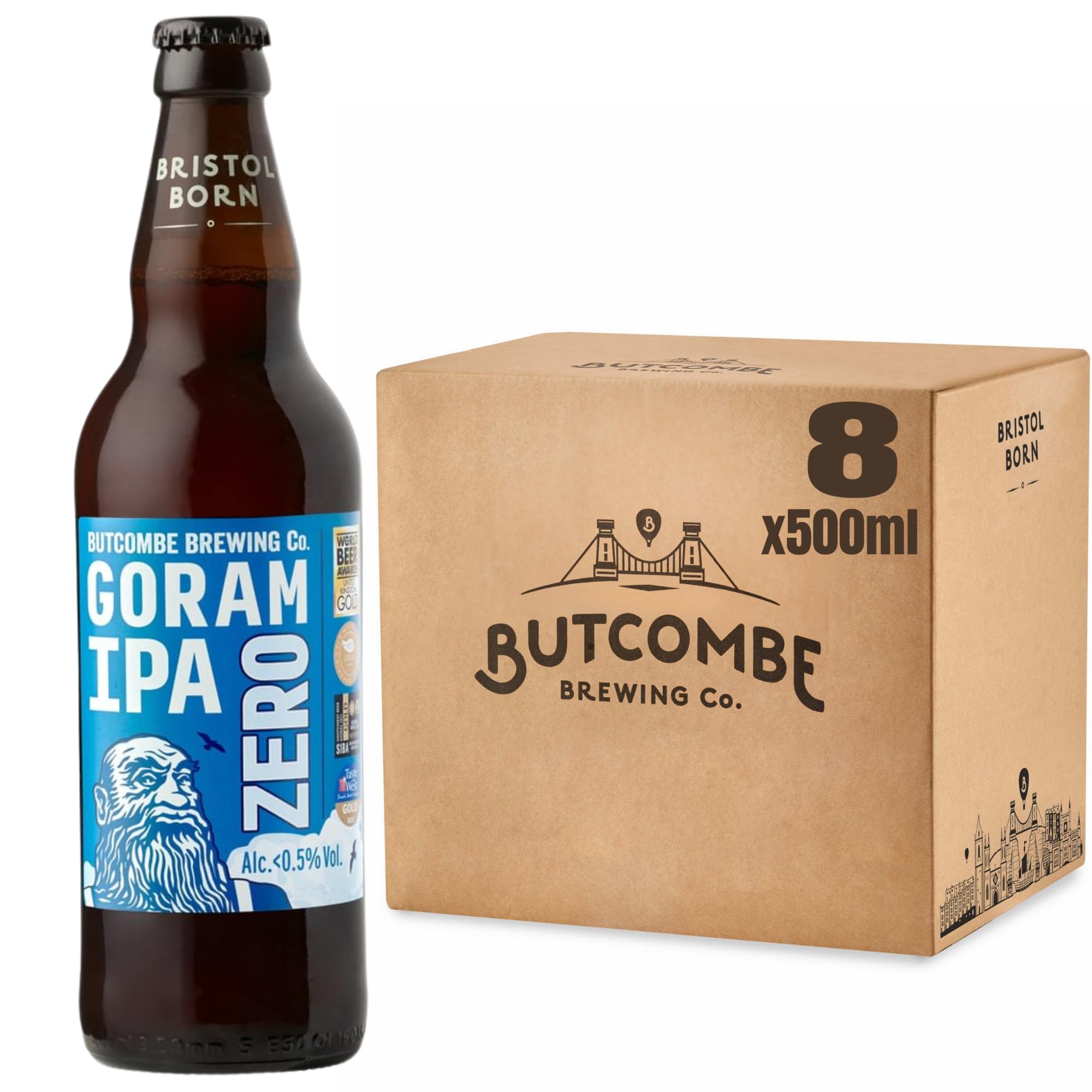 Butcombe Brewery Goram IPA Alcohol Free Beer (8 X 500ml) Multi-award Winning Non Alcoholic Beers With Stone Fruit, Citrus, And Bitter Notes | Vegan Friendly