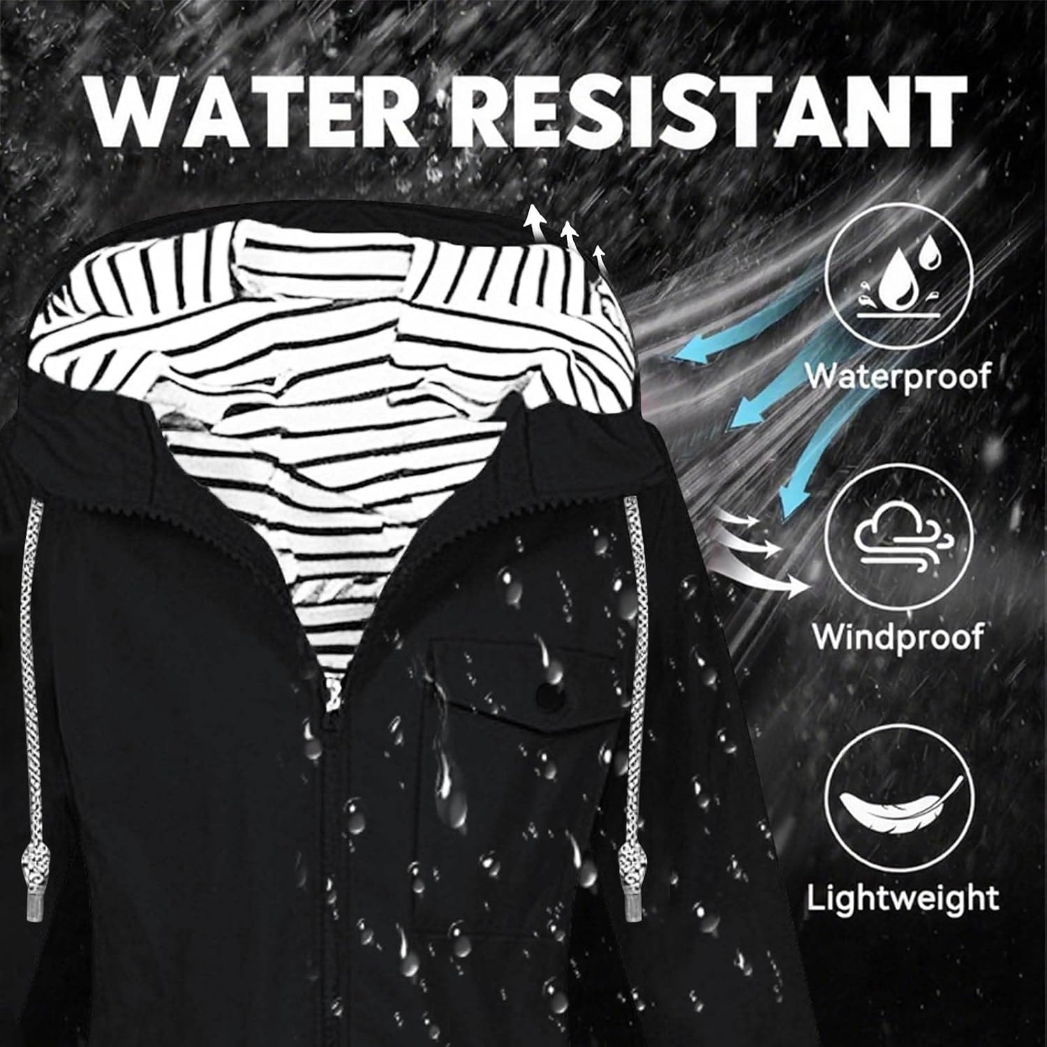 Raincoat for Women Waterproof Long Hooded Trench Coats Lightweight Windbreaker Travel Jacket with Pockets