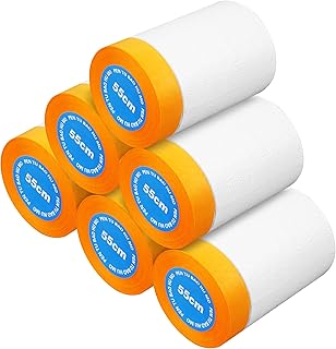 6 Rollen Abdeckfolie Mit Gewebeklebeband, Transparent Abdeckband Maler, Stark Zum Staubschutz, Schutz Von Wand (55CM*20M)