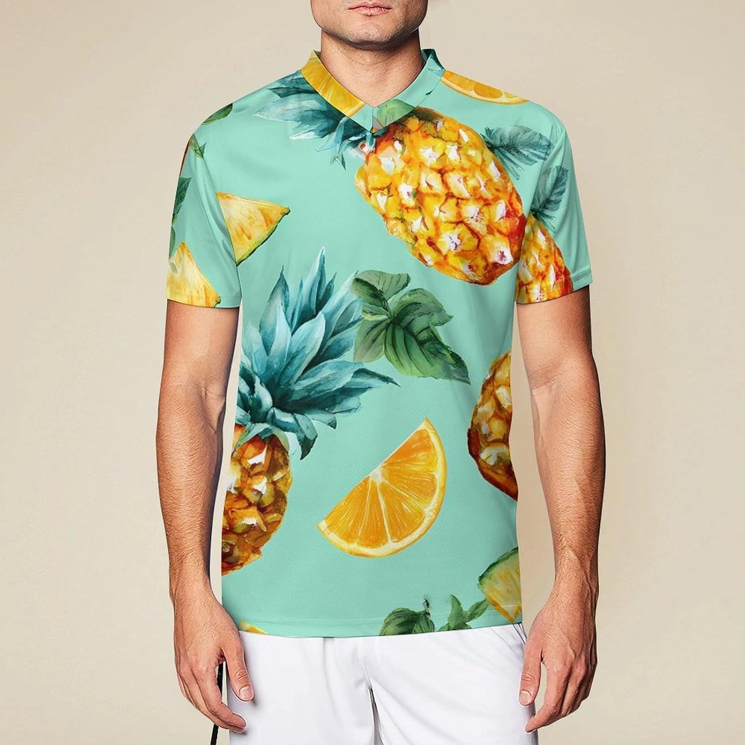 Pineapples Cut Fruit Personalized Soccer Jersey Mens T-Shirts Sports Tops | Breathable Mesh Football Fan Custom Uniform Summer Short Sleeve V-neck