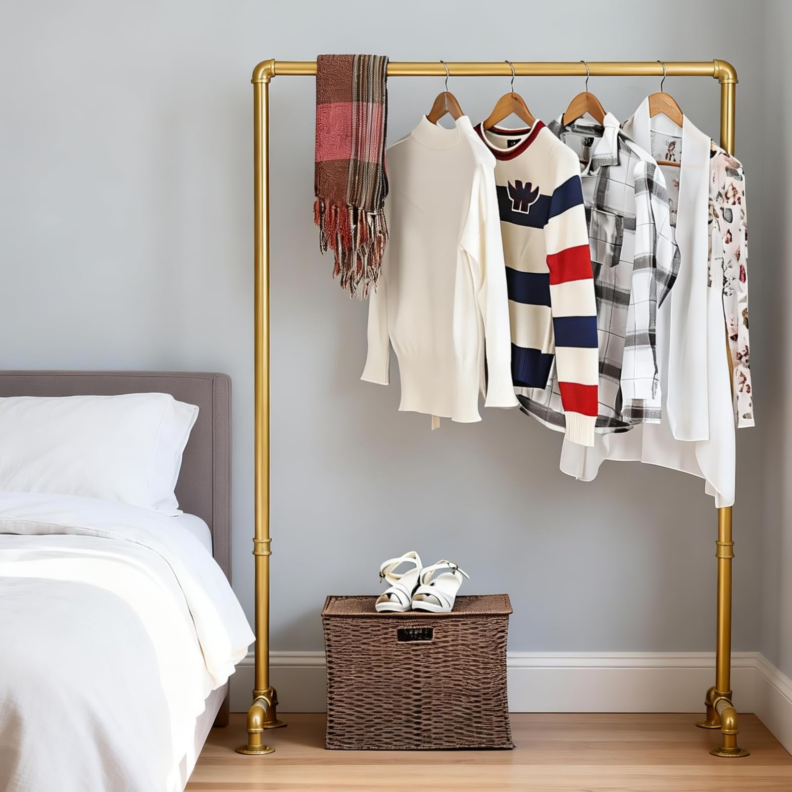 Industrial Pipe Clothing Rack 59in,Clothes Racks for Hanging Clothes,Heavy Duty Display Garment Rack