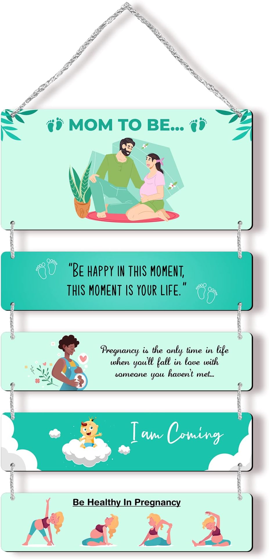 Regalo Casila Wooden Pregnancy Wall Hanging With Be Happy In This Moment Motivate Quote