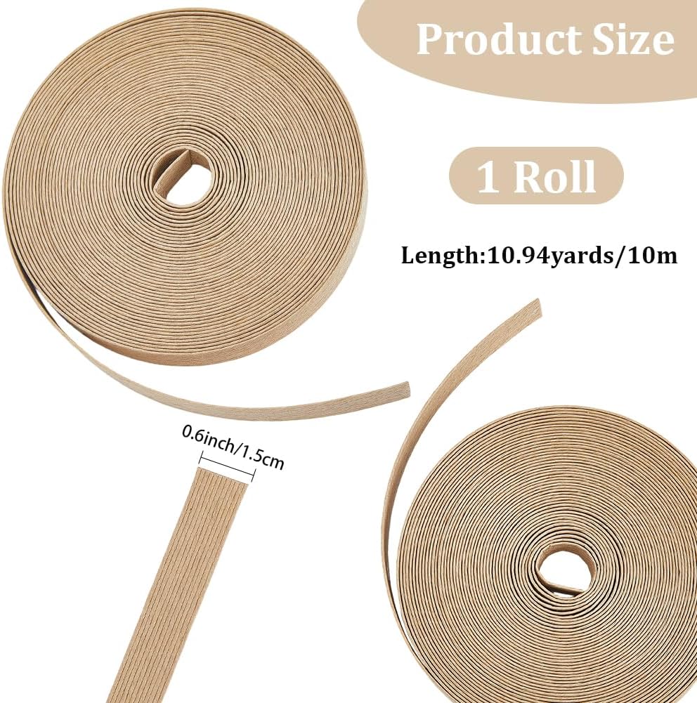 CRASPIRE 10.94 Yards Paper Rattan Weaving Cane 12-Ply Flat Paper Cords Twine 0.6 inch Wheat Woven Twine for Home Kitchen Decoration DIY Crafts Making Decor Basket Bed Chair Repair Supplies