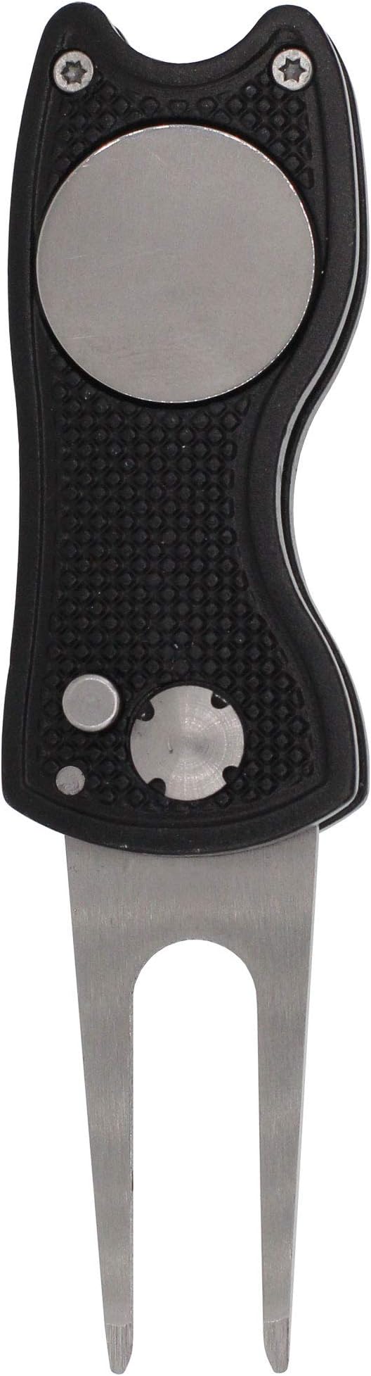 Golf Divot Repair Tool with Magnetic Ball Marker, Metal and Foldable Design