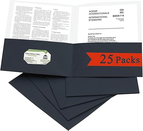 Zzrywuty Paquete de 25 carpetas de archivos de 2 bolsillos con ranura para tarjetas de visita, papel texturizado, tamaño carta, capacidad para 100