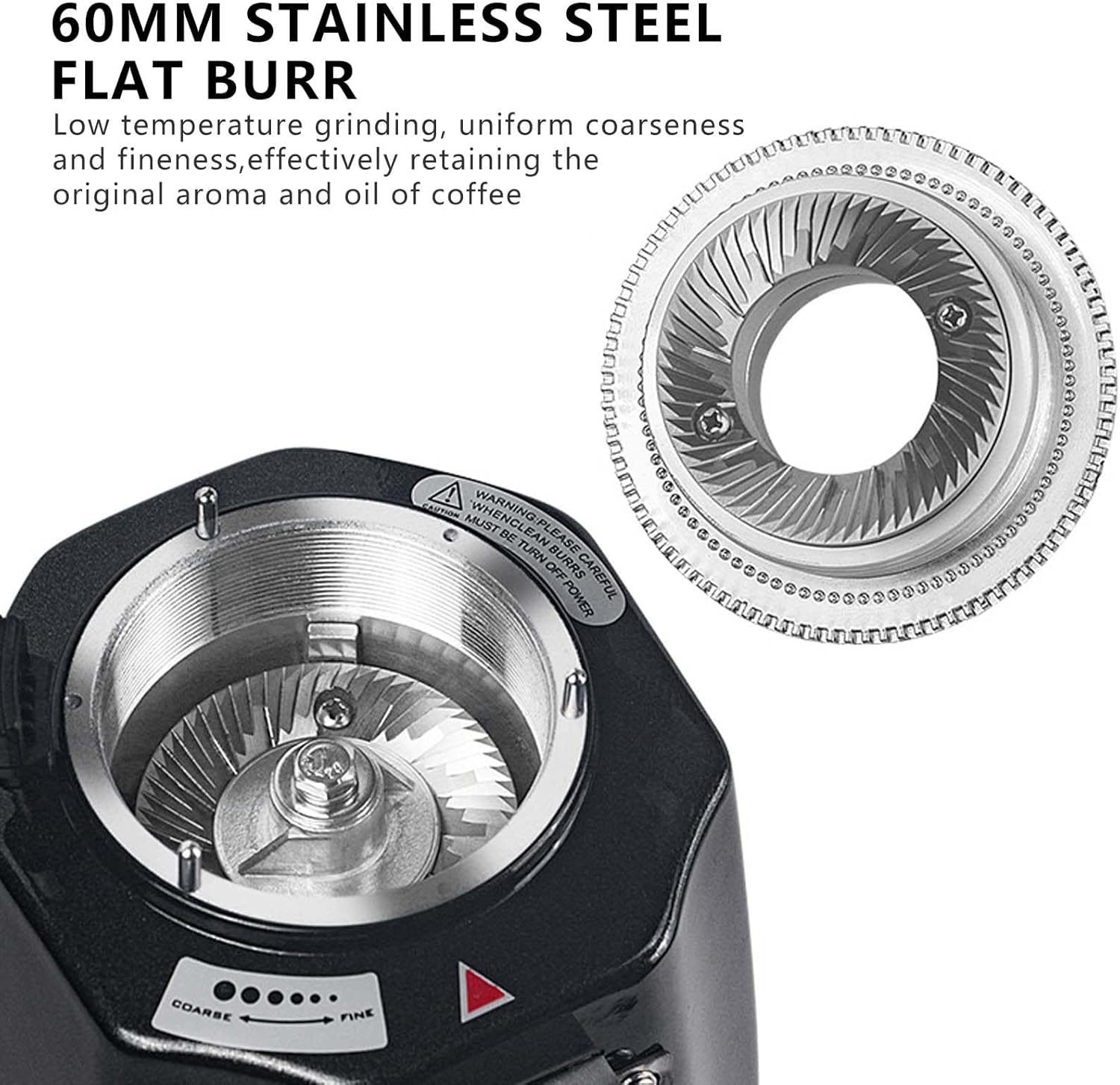 Electric Flat Burr Coffee Bean Grinder,19 Grind Settings,Household‌ Desktop Coffee Bean Grinding Machine,500g Cone Bean Silo