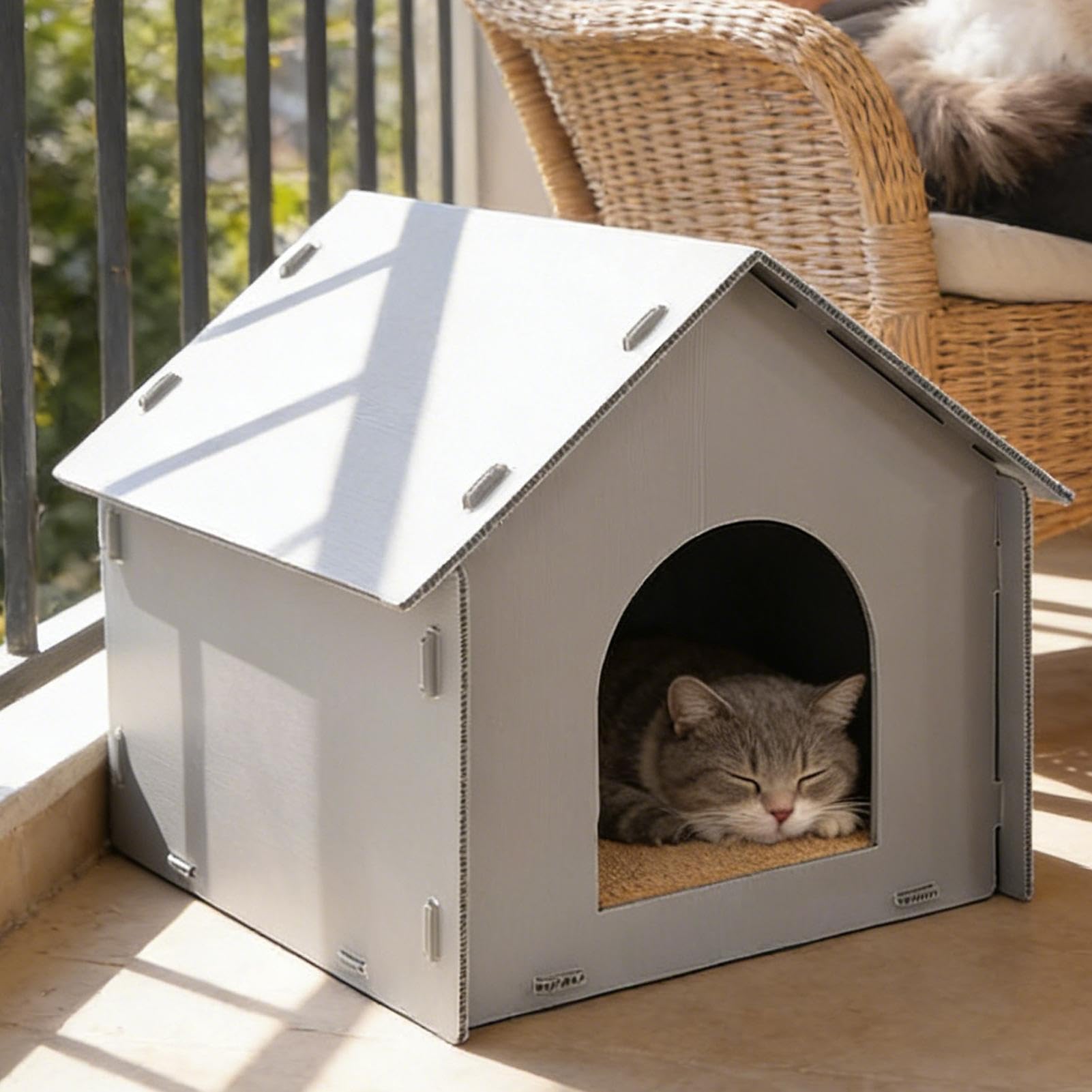 Generico Cuccia per Gatti Tenda Impermeabile Chiusa con Tappetino | Rifugio per Gatti da Esterno Resistente alle Intemperie per Cuccioli Inverno Sonno in Casa Giardino Terrazzo Cortile