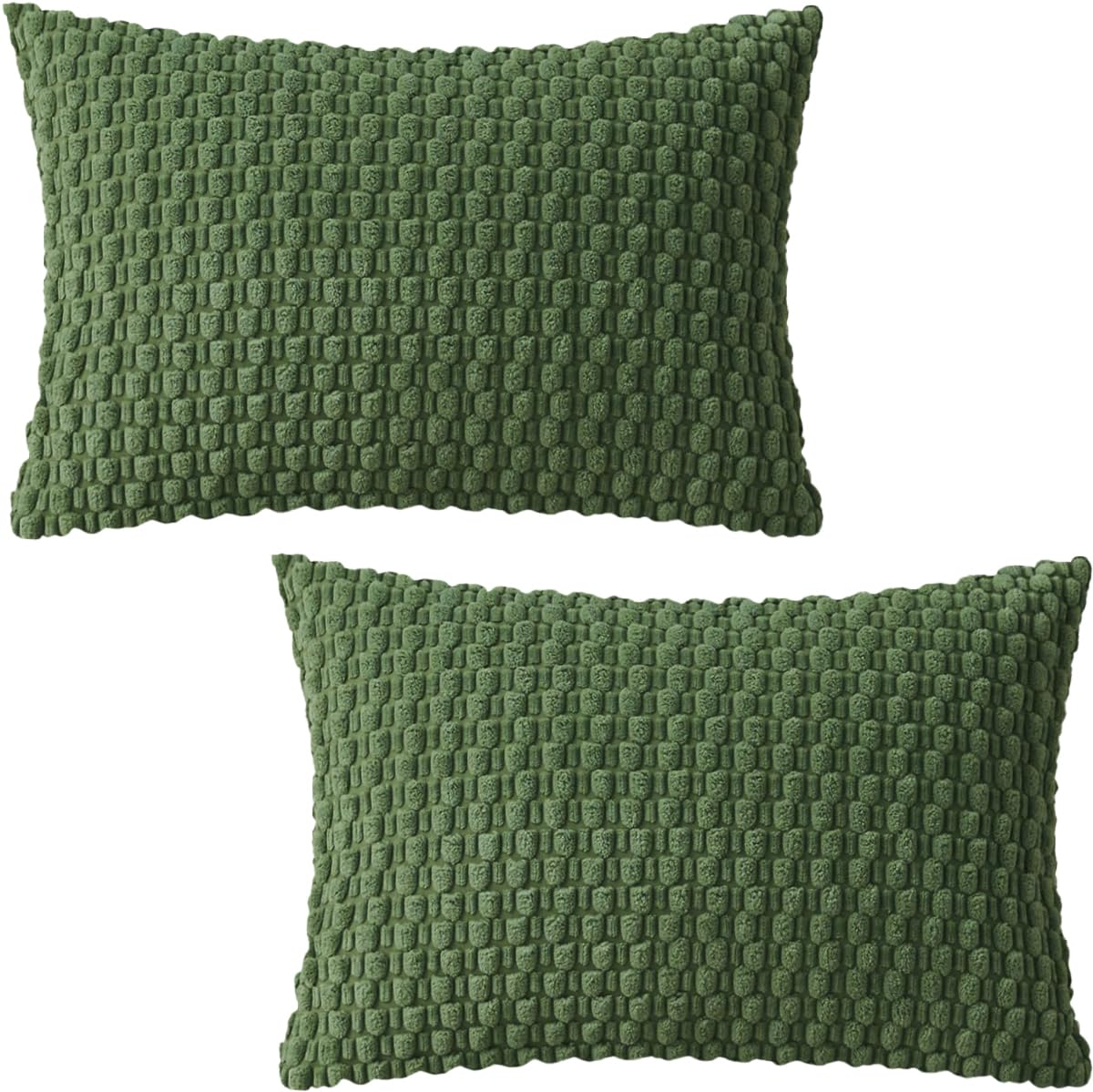 Tennove Cushion Covers 30x50cm Decorative Modern Olive Green Pillow Cases Pack of 2 Corduroy Boho Soft Throw Pillow Covers Square Pillowcases for Sofa Living Room Bed Home Decor