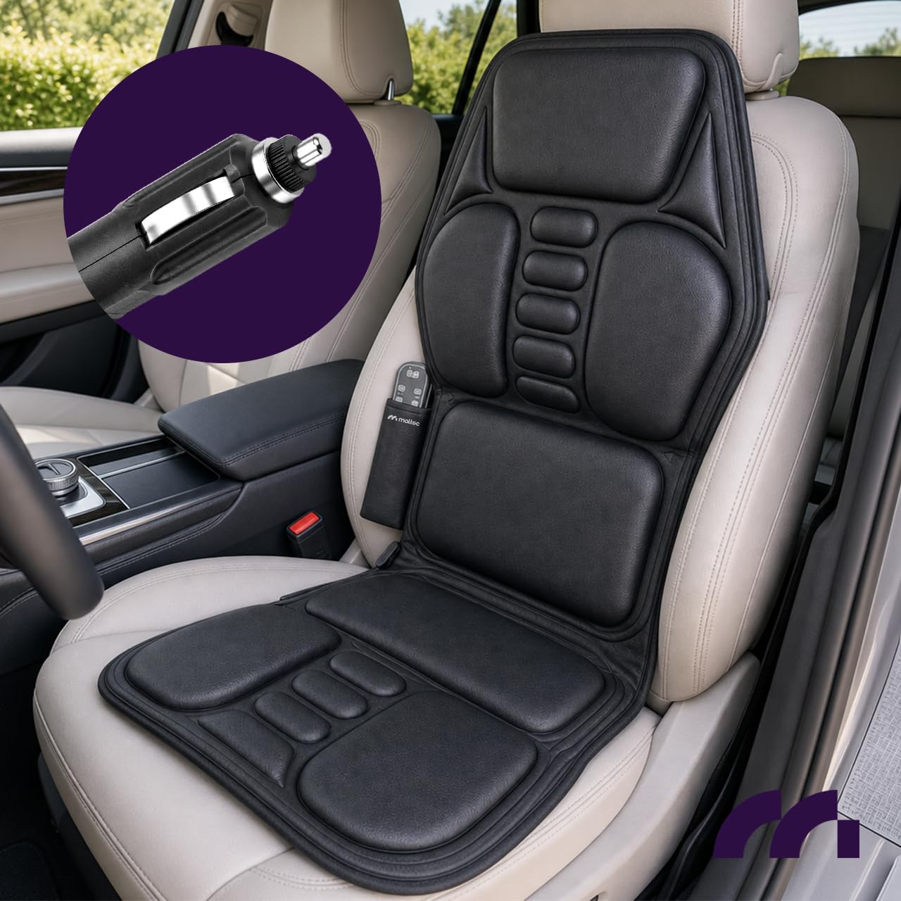 MalTec Vibrierende Massagematte für den Sessel mit Heizfunktion für das Auto