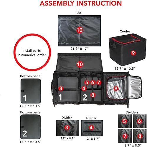 Miniatura 3 de J&K Organizador de maletero de coche para SUV, camión, furgoneta, sedán, organizador plegable de múltiples compartimentos, almacenamiento de