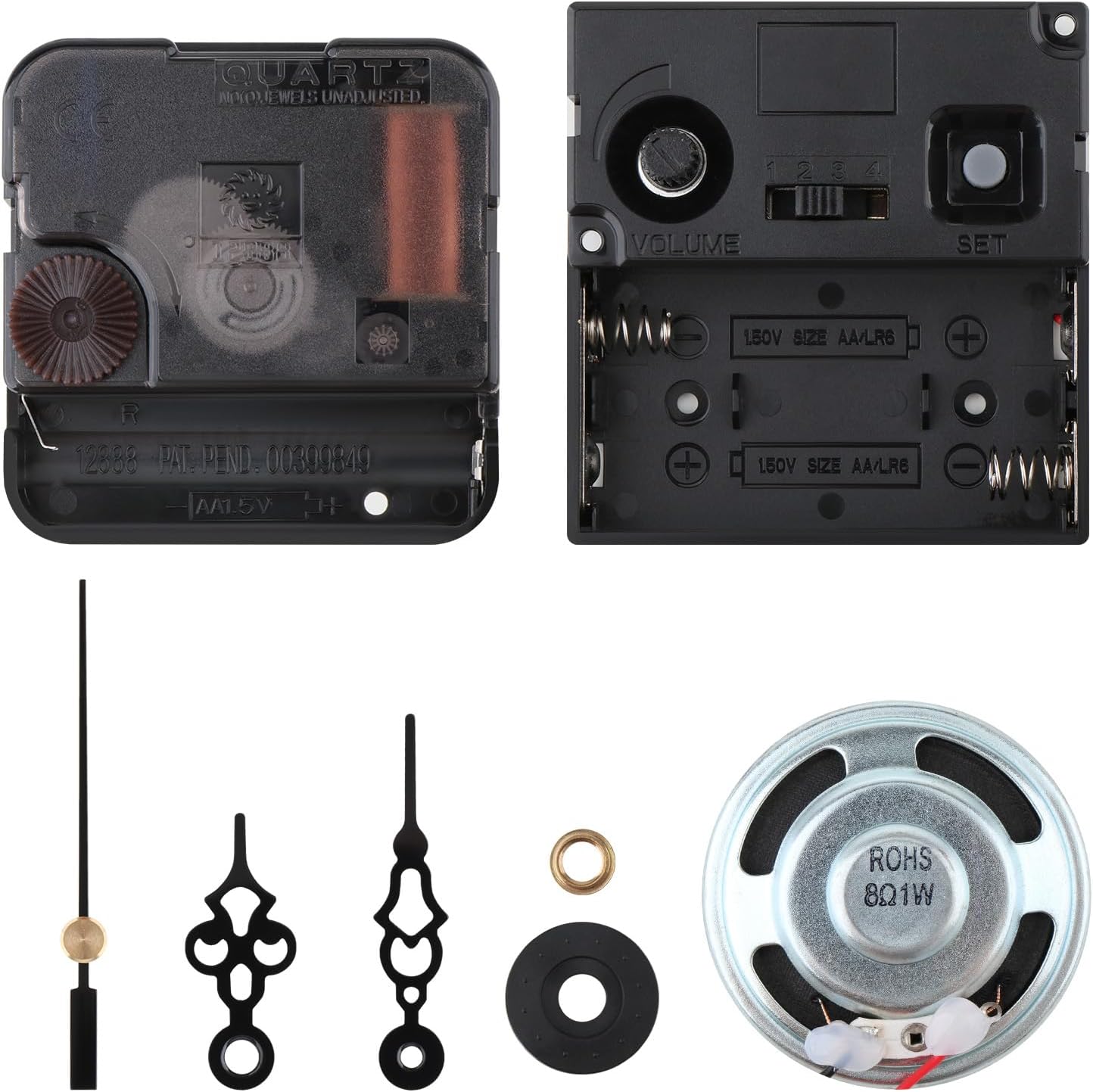 Fenteer Clock Movement Mechanism Quartz Kit with 7" Black Minute Hands 0.83" Thick Dial
