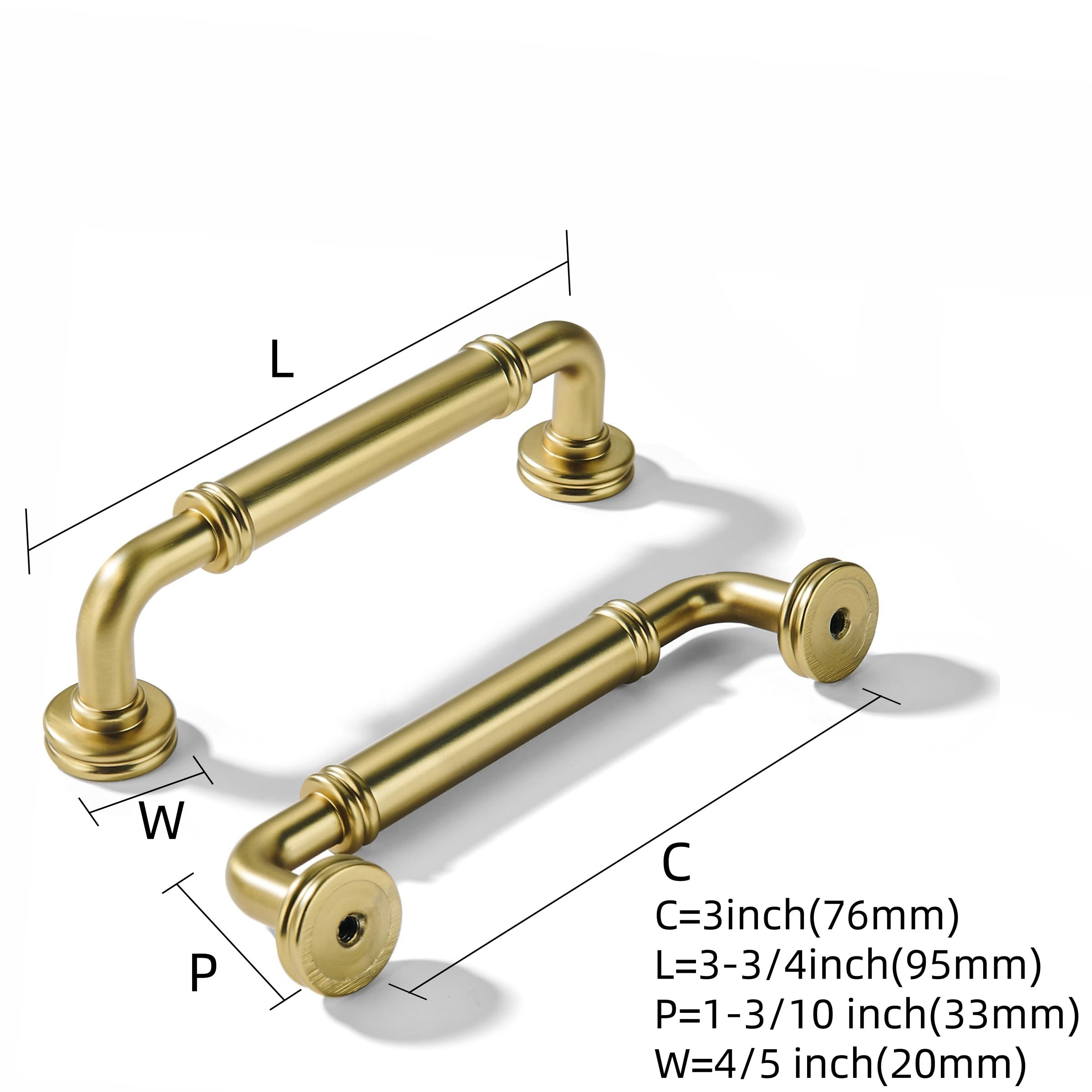Vibrant Brushed Moderne Brass Cabinet Pull - 80447, 3 in (76 mm) — KHTUMEWARE