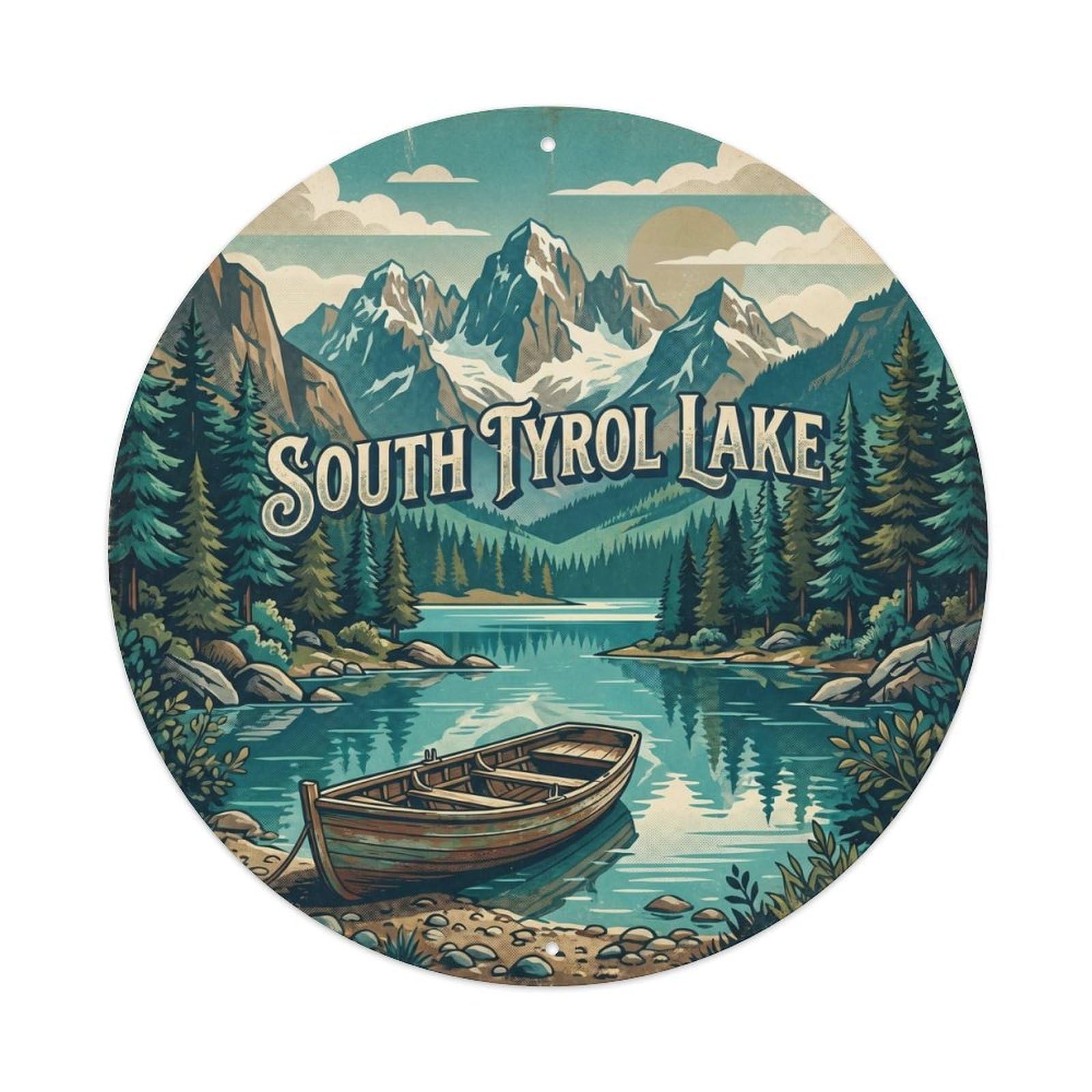 Classic South Tyrol Italy Alpine Lake Coastal Travel Metal Tin Sign