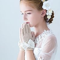 Vista 2 de Guantes blancos para primera comunión, princesa, fiesta de té para niñas de 3 a 12 años