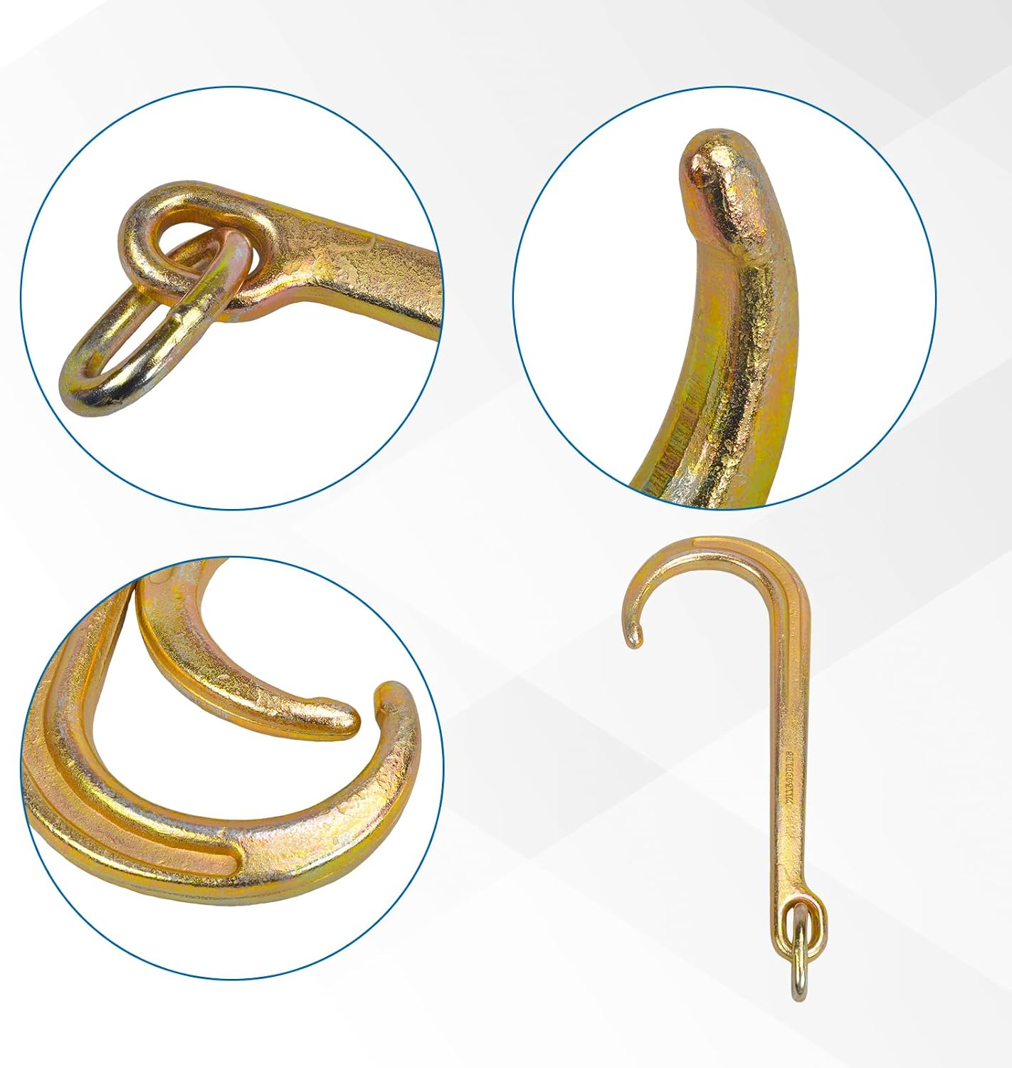 2 Pack 15" Inch J Hook Steel G70 Grade 5400 lb Capacity Yellow Zinc Plated for Heavy Duty Tow Hook Tractors Trailers Trucks