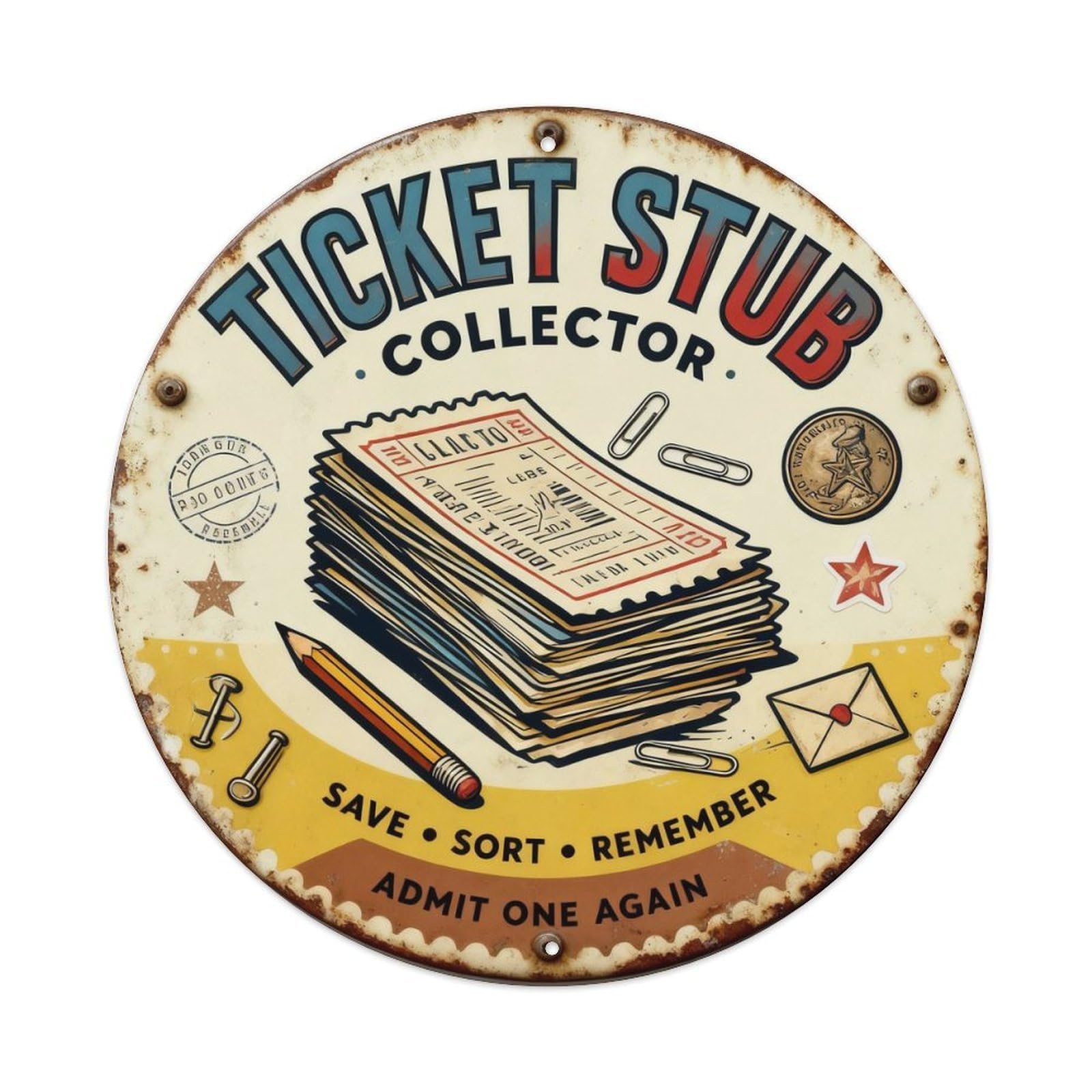 Ticket Stub Collector Sign Metal Tin Sign Plaque