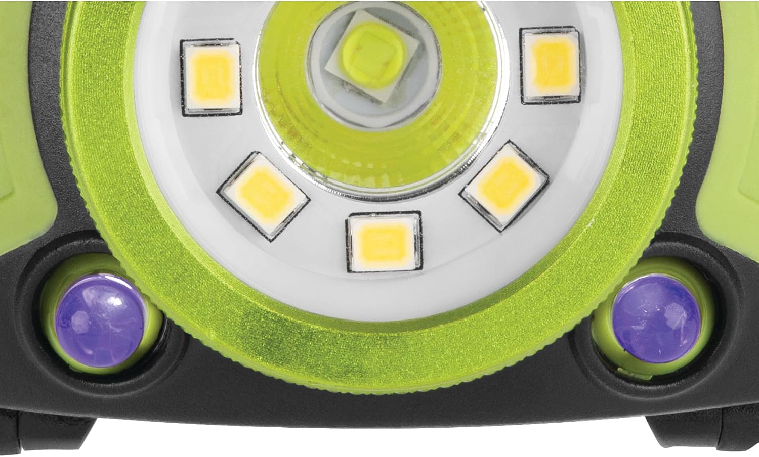 Performance Tool W2621 500+LM Firepoint Dual-Power LED Headlamp - Adjustable Strap, UV Light, Spotlight, Area Light, Li-Ion, Green/Black