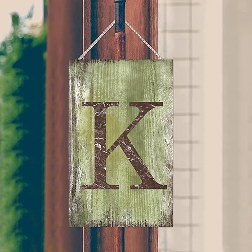Vista 167 de Letrero colgante de madera con letra J, letrero de madera para decoración del hogar, 26 letras del alfabeto de metal, placa de madera, decoración