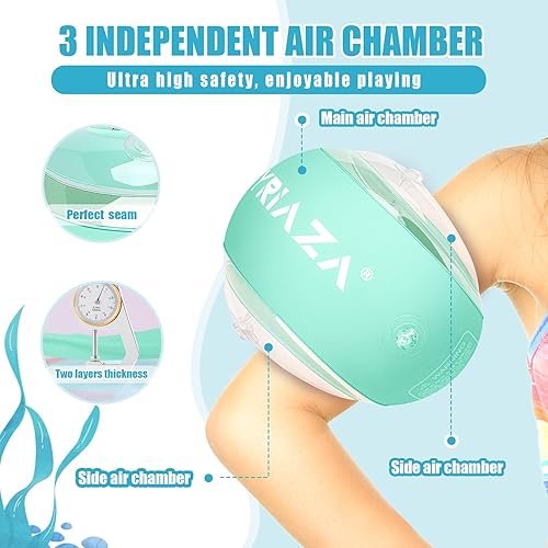 Miniatura 3 de Flotadores de brazo para niños de 2 a 6 años, las bandas inflables flotan como alas de agua y trajes de baño, sistema de seguridad independiente de