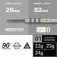 Target Darts Luke Littler Loadout 90% Tungsten Acél Hegyes Darts Készlet 22G/23G/24G - Swiss Point Technológiával, Pro Grip Szárral és No.2  3
