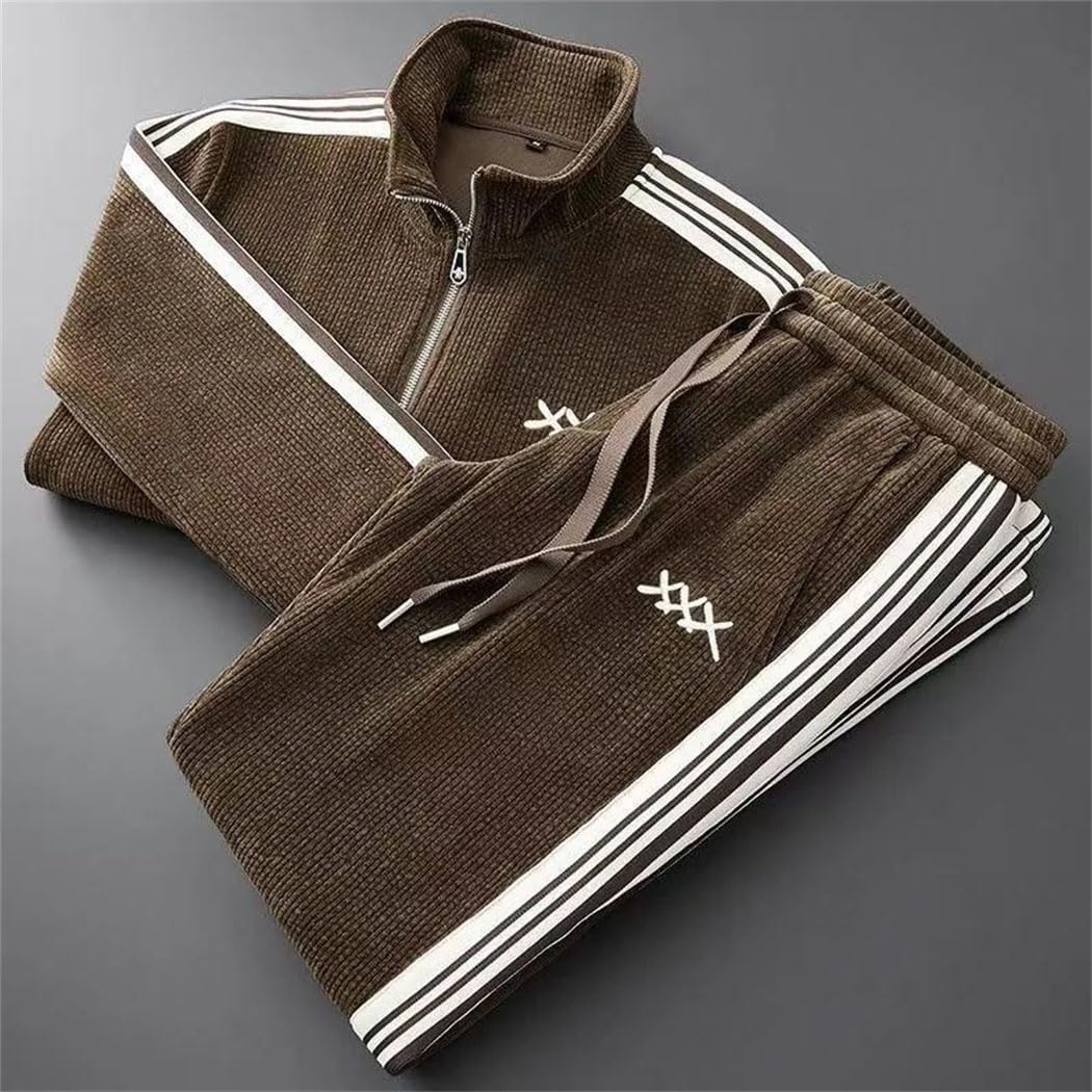 Men's 2 Piece Tracksuit Set Long Sleeve Stand Collar Cardigan Jacket Straight Leg Pants Casual Outdoor Sports Suit