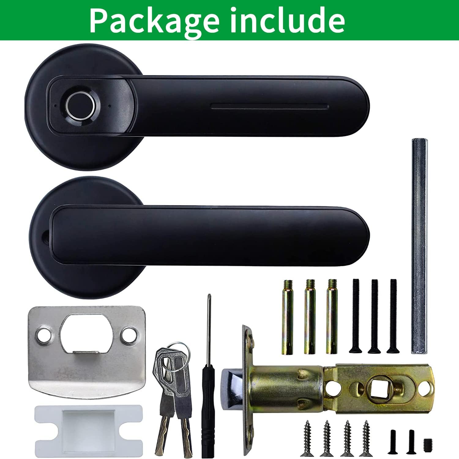 Fingerprint Door Lock, Keyless Entry Door Lock with Handle, Smart Door Lock,Biometric Smart Door Knob for Home Apartments Office Hotel Bedroom, Black