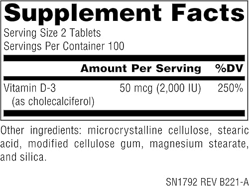 Miniatura 5 de Source Naturals Vitamina D-3 apoya la forma Bioactve para la salud ósea e inmune 1000 iu (25 mcg) -200 tabletas