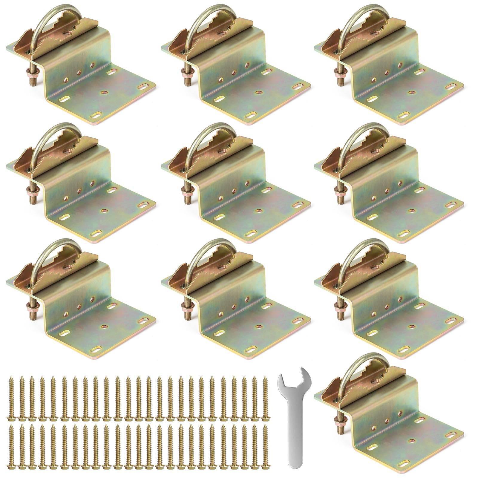 10 Sets Antenna Pole Mount Z Bracket Heavy-Duty M8 U Bolt Windproof Antenna Mast Clamp Galvanized Steel + 50 Screws for Home Outside TV Antenna Pole Holder