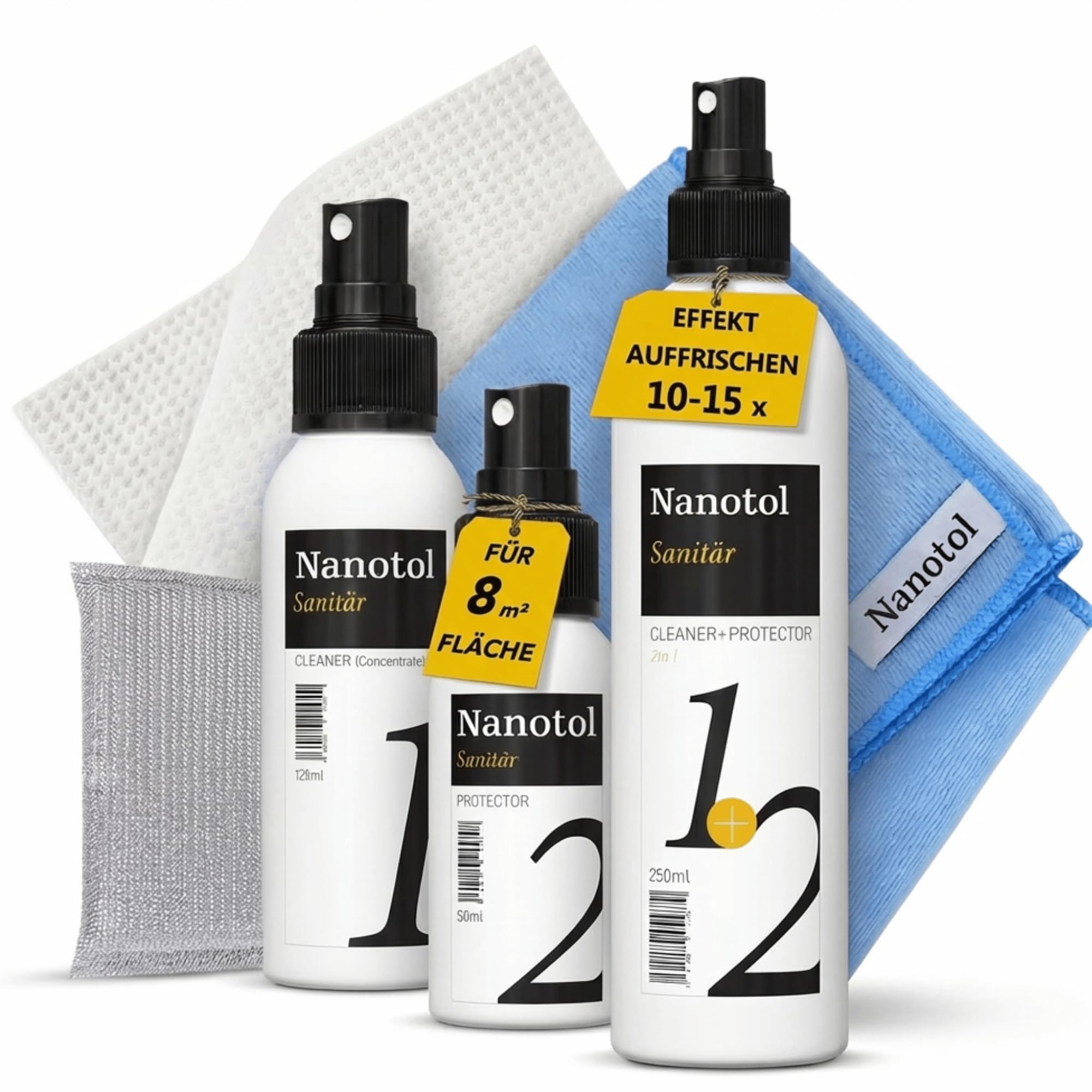 Nanotol Duschglasversiegelung Set – Glasversiegelung Dusche | Nanoversiegelung mit Easy-to-Clean Effekt für die Dusche - gegen Kalkanhaftung auf Duschglas, Fliesen & Armatur