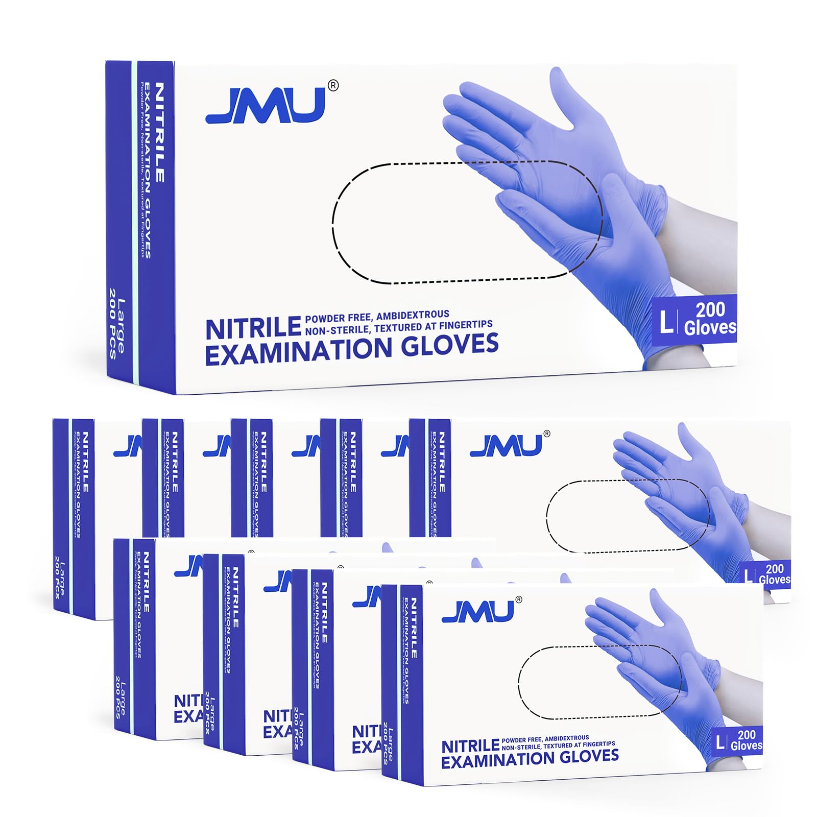 JMU Violet Blue Nitrile Disposable Exam Gloves Large | 2000 Count Bulk Case | 3.5 Mil, Latex Free, Powder Free | for Medical, Food Prep, Cleaning