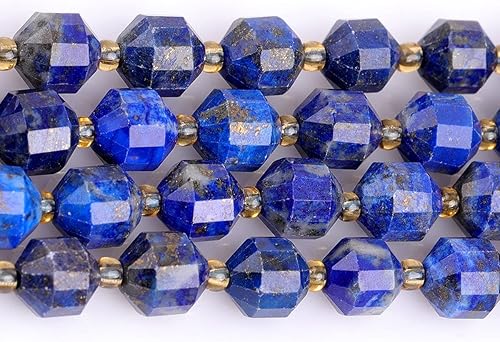 Miniatura 3 de JOE FOREMAN Cuentas de piedra natural de lapislázuli real facetadas a mano con bicono de 0.315 in para hacer joyas para adultos, hebra completa de