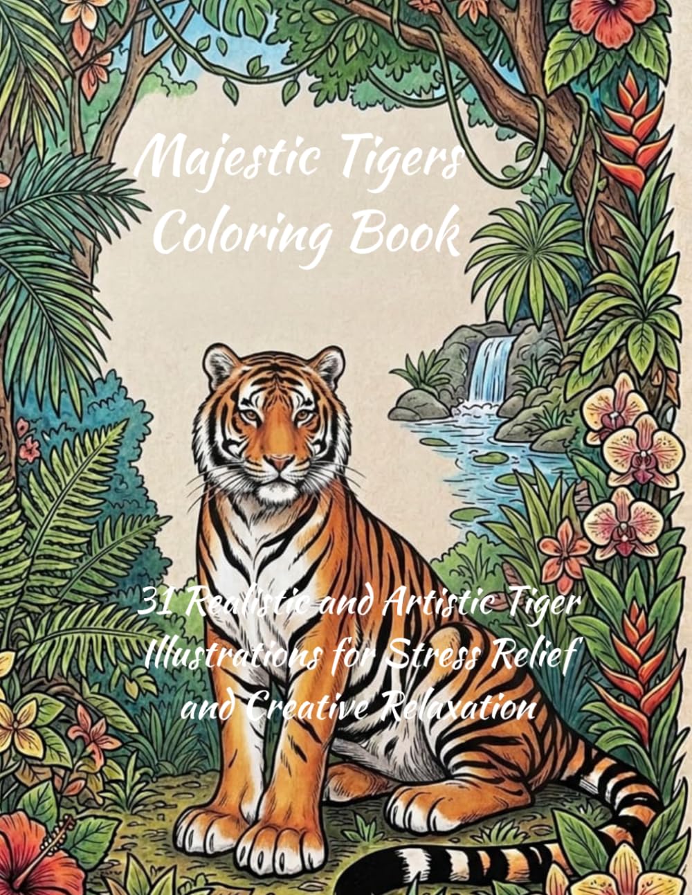 Majestic Tigers Coloring Book: 31 Realistic and Artistic Tiger Illustrations for Stress Relief and Creative Relaxation