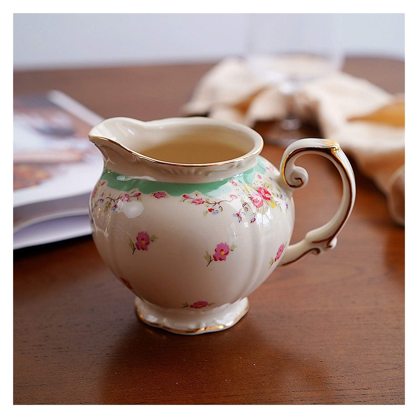 Pichet à café en céramique, pichet à Sauce, pichet à Lait pour Style français, pichet à Sauce d'embellissement à Motif de Fleur de Rose